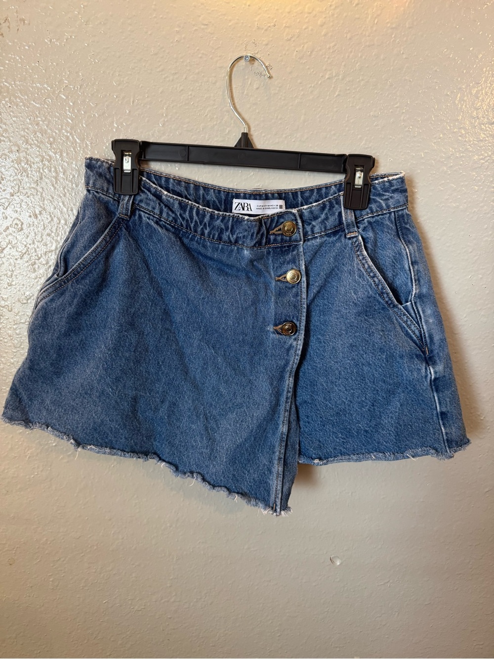 Zara Denim Button-Front Skort in Blue
